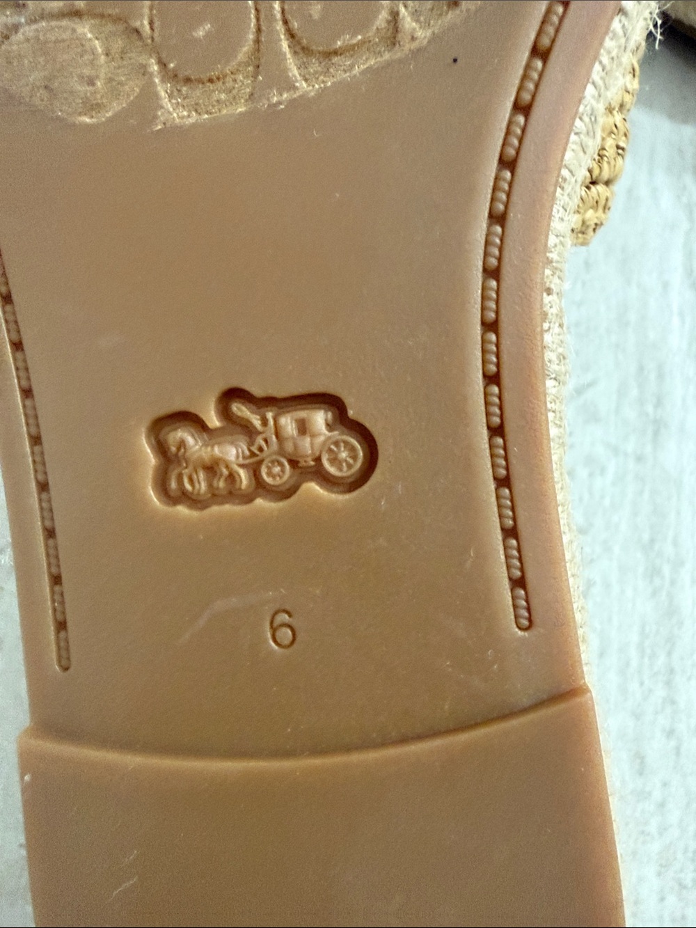 Coach Tan Braided Raffia Slide Sandals with Gold Logo..size 6 ..new - Picture 6 of 8